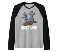 Divertida Camiseta Zombie Needs A Hand para Mujer con Forma de Halloween Camiseta Manga Raglan
