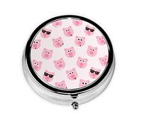 Divertida cara de cerdo rosa, pastillero, pastillero cuadrado para bolsillo o monedero, pastillero pequeño, organizador de pastillas de viaje