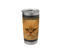 Divertida Cara De Gato Persa Enojado Meme Foto Borrosa Vaso térmico de acero inoxidable de doble pared