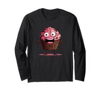 Divertida Cara de Magdalena Rosa para los Amantes de los Cupcakes y Magdalenas Manga Larga