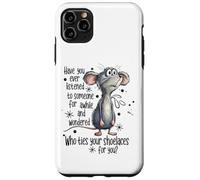 Divertida caricatura de ratón - Quién ata tus cordones Humor Animal Carcasa para iPhone 11 Pro Max