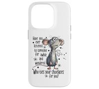 Divertida caricatura de ratón - Quién ata tus cordones Humor Animal Carcasa para iPhone 14 Pro
