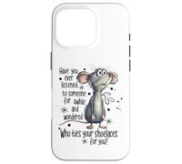 Divertida caricatura de ratón - Quién ata tus cordones Humor Animal Carcasa para iPhone 16 Pro