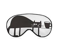 Divertida caricatura gato antifaz para dormir Buenos días con los ojos vendados para dormir Elástico Blackout Eye Mask Cover para el sueño de toda la noche Viajes y siesta