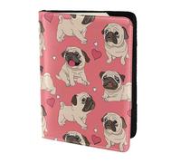 Divertida cartera antirrobo con diseño de carlino con diseño de perro carlino y cachorro, artículos esenciales de viaje, tarjeta y pasaporte, tamaño para adaptarse a todos los pasaportes estándar