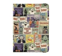 Divertida cartera de cuero para pasaporte, diseño de fantasmas de Halloween, antirrobo, para documentos de viaje familiares