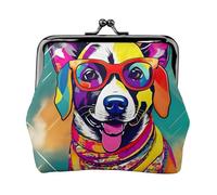 Divertida cartera de piel sintética de microfibra con estampado de perro, mini bolsa para lápiz labial, organización de cambio de llaves