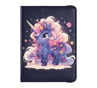 Divertida cartera de viaje de piel con diseño de unicornios y flores, para pasaporte, dinero oculto y tarjetero, para hombres y viajes de negocios
