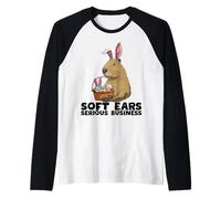 Divertida cesta de conejo de Pascua Capybara huevos lindos Camiseta Manga Raglan