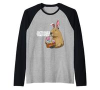 Divertida cesta de conejo de Pascua Capybara huevos lindos Camiseta Manga Raglan