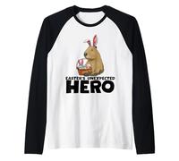 Divertida cesta de conejo de Pascua Capybara huevos lindos Camiseta Manga Raglan