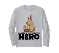 Divertida cesta de conejo de Pascua Capybara huevos lindos Manga Larga