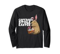 Divertida cesta de conejo de Pascua Capybara huevos lindos Manga Larga