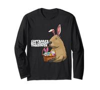 Divertida cesta de conejo de Pascua Capybara huevos lindos Manga Larga