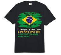 Divertida Chica brasileña para Mujer o mamá, 3 Lados Brasil Saying Comfort Colors Adult Heavyweight T-Shirt