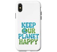 Divertida cita de dibujos animados del día de la tierra Keep Our Planet Happy nature Carcasa para iPhone X/XS