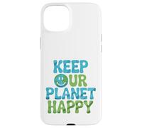 Divertida cita de dibujos animados del día de la tierra Keep Our Planet Happy nature Carcasa para iPhone 15 Plus