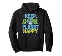 Divertida cita de dibujos animados del día de la tierra Keep Our Planet Happy nature Sudadera con Capucha
