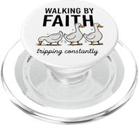 Divertida Cita de fe de Pato, Caminando por la fe Tropezando constantemente PopSockets PopGrip para MagSafe