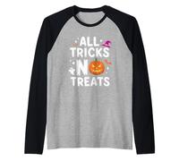 Divertida Cita de Halloween Todos los Trucos No Treats Espeluznante Octubre Camiseta Manga Raglan