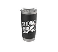 Divertida cita de pingüino de Navidad - Deslizándose en la Navidad Vaso térmico de acero inoxidable de doble pared