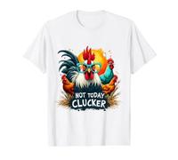 Divertida Cita de Pollo, Arte de Clucker Rooster Que no es de Hoy Camiseta gráfica económica, Hombre, Blanco, M