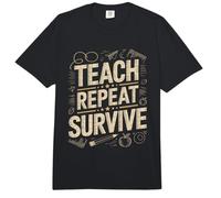 Divertida Cita de Teacher Life Teach Repeat Survive Comfort Colors Adult Heavyweight T-Shirt