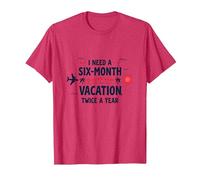 Divertida Cita de Viaje con Texto en inglés I Need a Six-Month Vacation Twice a Year Camiseta, Hombre, Rojo Jaspeado, 3XL