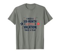 Divertida Cita de Viaje con Texto en inglés I Need a Six-Month Vacation Twice a Year Camiseta, Hombre, Verde Militar Jaspeado, 3XL