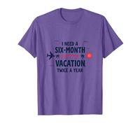Divertida Cita de Viaje con Texto en inglés I Need a Six-Month Vacation Twice a Year Camiseta, Hombre, Morado Jaspeado, 3XL