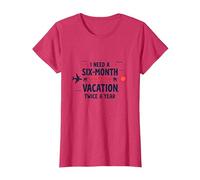 Divertida Cita de Viaje con Texto en inglés I Need a Six-Month Vacation Twice a Year Camiseta, Mujer, Rojo Jaspeado, 3XL