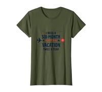 Divertida Cita de Viaje con Texto en inglés I Need a Six-Month Vacation Twice a Year Camiseta, Mujer, Verde Oliva, 3XL
