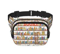 Divertida colección de estantes para libros y escalera, riñoneras grandes para mujer, bonita riñonera cruzada de moda, Negro -, Talla única