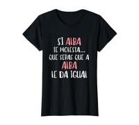 Divertida con Nombre Alba - Si Alba Te Molesta Camiseta gráfica económica, Mujer, Negro, XS