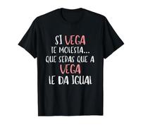 Divertida con Nombre Vega - Si Vega Te Molesta Camiseta gráfica económica, Hombre, Negro, S