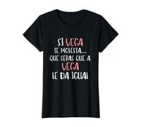 Divertida con Nombre Vega - Si Vega Te Molesta Camiseta gráfica económica, Mujer, Negro, S