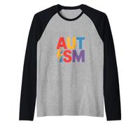 Divertida Conciencia sobre el Autismo Diciendo Rayo Colorido Camiseta Manga Raglan