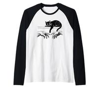 Divertida Creación de Adán con Gato Molesto Camiseta Manga Raglan