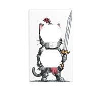 Divertida cubierta de enchufe de gato con espada de dibujos animados para interruptor de luz, placa de pared decorativa de 1 banda para cocina, baño, tamaño 7 x 11,4 cm