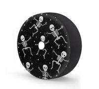 Divertida cubierta de neumático de repuesto con agujero para cámara de respaldo, esqueleto gótico, impermeable, para remolque, RV, SUV, camión y muchos vehículos de 15 pulgadas