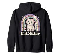 Divertida Cuidadora de Gatos, Lindo Gatito Kawaii Arco Iris Patas y Corazones Sudadera con Capucha