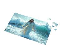 Divertida decoración al aire libre Jesús caminando sobre el agua: una imagen simbólica rompecabezas de metal para el hogar, letrero de cueva de hombre divertido (500 unidades)
