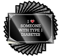 Divertida decoración de bar, cubierta de alcohol con cita "I Love Someone with Type 1 Diabetes | Calcomanías de vinilo impermeables de plástico (12 x 18 cm)