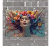 Divertida decoración de casa con texto en inglés "Give It To God And Go To Sleep: A Serene Angel's Nullaby Tapestry Man Cueva Decoration" (100 x 150 cm)
