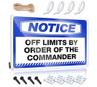 Divertida decoración de casa con texto en inglés "Notice Off Limits By Order Of The Commander" (20 x 30 cm)
