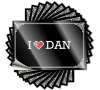 Divertida decoración de dormitorio para niñas, calcomanía de vinilo impermeable con texto en inglés "I Love Dan" (12 x 18 cm)