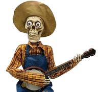 Divertida decoración de fiesta de banjo de esqueleto sólido disponible en 2 opciones de color, adecuado para Halloween y eventos musicales, exhibición de banjo coleccionable de Halloween