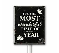 Divertida decoración de Halloween con texto en inglés "The Last Trespasser Is Still Here" (12 x 15 cm), 31 de octubre, noche de fiesta, hogar, decoración al aire libre, libre de óxido, fácil de