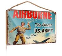 Divertida decoración de pared de cocina Airborne: The Finest Us Army Wooded Sign Decoración de habitación adolescente divertida decoración de cocina