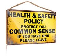 Divertida decoración de porche con política de salud y seguridad: protege tu sentido común, letrero boscoso para decoración de baño, decoración de piscina (23 x 35 cm)